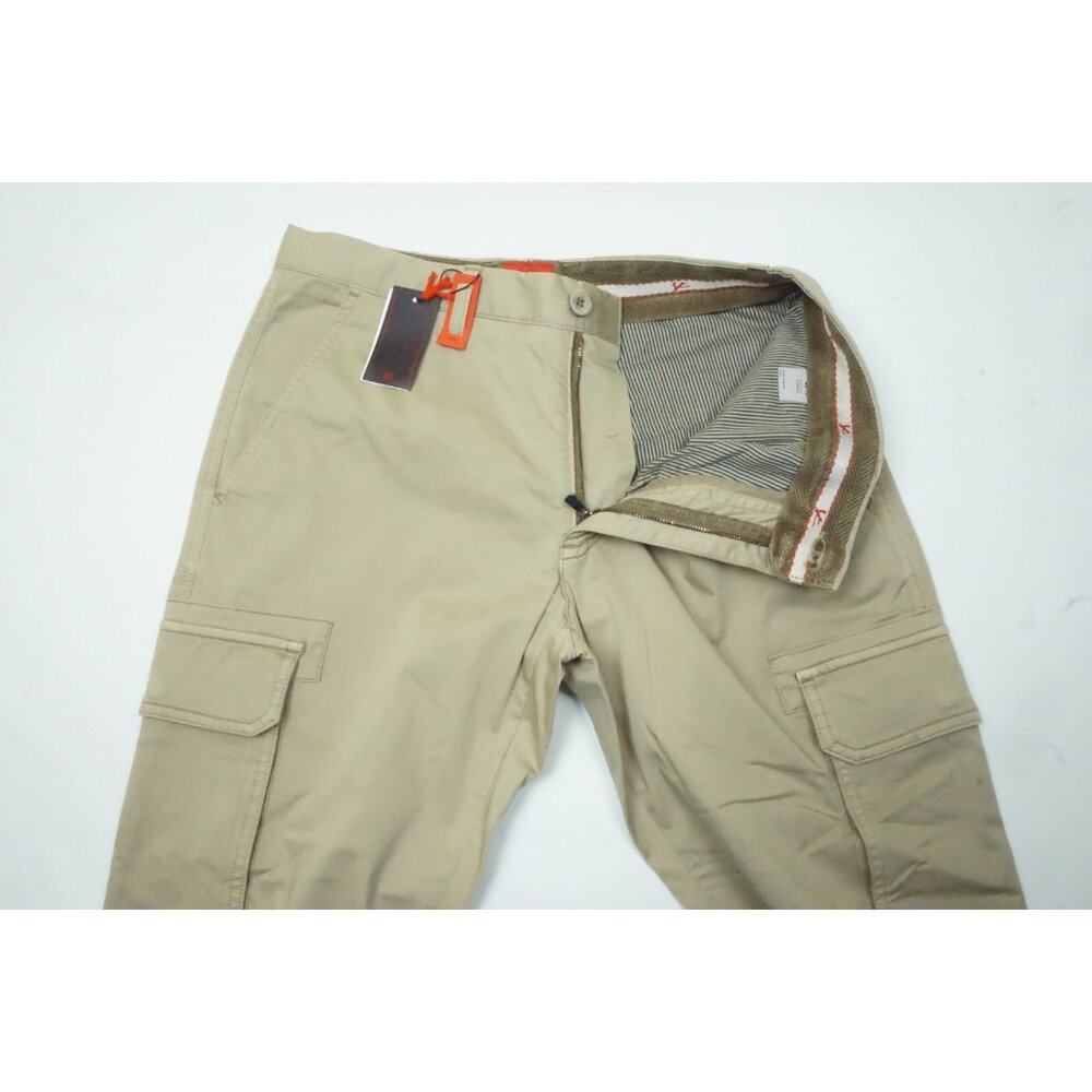 Isaia Tinto Slim Cotton Blend Solid Beige Khaki Brown Cargo Pants 46R Brand New - Picture 4 of 8